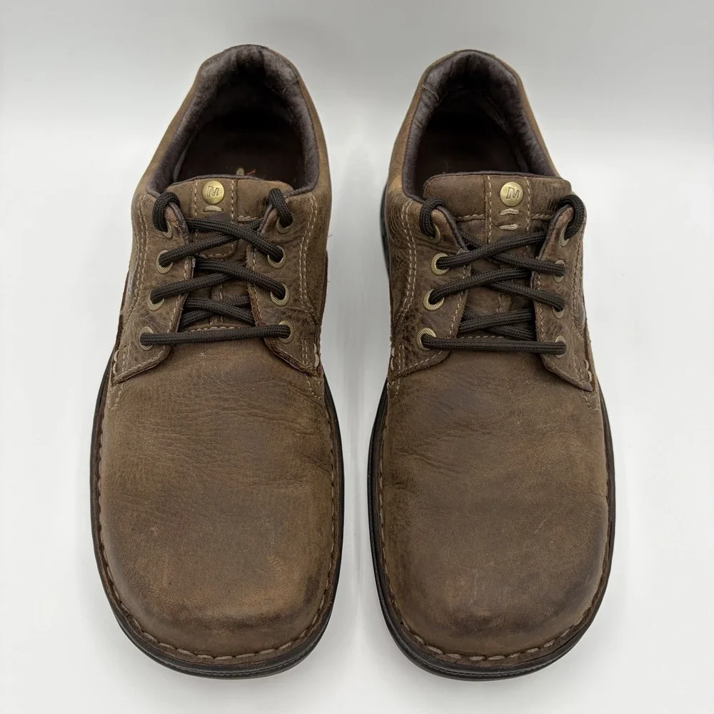 Merrell World Rambler Men 10 US Comfort Leather Walking Shoes Sneakers Brown